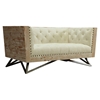 Regis Sofa Set - Tufted, Cream Fabric, Pine Frame, Gunmetal Legs - AL-LCRECR-SET