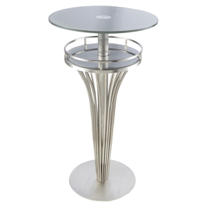 Yukon Contemporary Bar Table - Stainless Steel, Gray Glass 