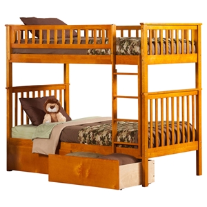Woodland Twin over Twin Bunk Bed - 2 Urban Bed Drawers 