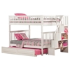Woodland Full over Full Bunk Bed - Staircase, Raised Panel Trundle Bed - ATL-AB5683