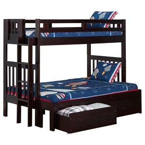Cascade Twin over Full Bunk Bed - Drawers, Espresso 