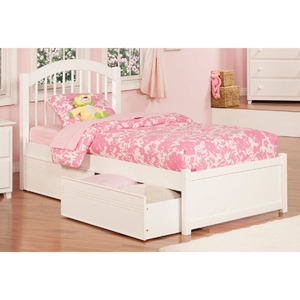 Windsor Flat Panel Foodboard Bed - 2 Flat Panel Drawers, White 