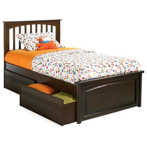 Brooklyn Twin Bed w/ Raised Panel Footboard and Flat Panel Drawers 