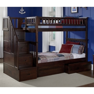 Columbia Stairway Bunk Bed w/ Flat Panel Drawers - Twin 
