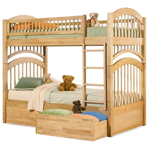 Windsor Mission Style Twin Bunk Bed w/ Flat Panel Drawers 