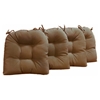 U-Shaped Outdoor Chair Cushion - Tufted, Ties, Solid (Set of 4) - BLZ-916X16US-T-4CH-REO-S