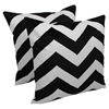 Chevron Velvet Applique 20"Throw Pillows - Black Velvet and Ivory Fabric (Set of 2) - BLZ-FL-1-20-S2-BK-IV