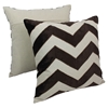 Chevron Velvet Applique 20" Throw Pillows, Brown Velvet and Natural Fabric (Set of 2) - BLZ-FL-1-20-S2-BR-NT