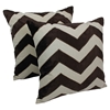 Chevron Velvet Applique 20" Throw Pillows, Brown Velvet and Natural Fabric (Set of 2) - BLZ-FL-1-20-S2-BR-NT