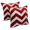 Chevron Velvet Applique 20" Throw Pillows in Crimson Velvet and Ivory Fabric (Set of 2) - BLZ-FL-1-20-S2-CR-IV