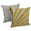 Sun Ray Velvet Applique 20" Throw Pillows in Gold Velvet and Natural Fabric (Set of 2) - BLZ-FL-11-20-S2-GO-NT