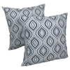Palette Ogee 20" Throw Pillows - Blue Embroidery and Ivory Fabric (Set of 2) - BLZ-FL-7-20-S2-TL