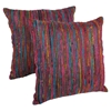 20" Throw Pillows - Rainbow Yarn and Black Fabric (Set of 2) - BLZ-IE-20-YRN-S2-RBW-BK