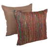 20" Throw Pillows - Rainbow Yarn & Bronze Fabric (Set of 2) - BLZ-IE-20-YRN-S2-RBW-BZ