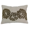 Floral Pattern Beaded Chambrey Throw Pillows - Gold Beads and Natural Fabric (Set of 2) - BLZ-IN-20711-18-13-S2