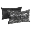 Paisley Scaled Velvet 20" x 12" Throw Pillows in Black Velvet & Silver Foil Applique (Set of 2) - BLZ-IN-21256-20-12-S2-BK-SV