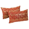 Paisley Scaled Velvet 20" x 12" Throw Pillows - Crimson Velvet & Gold Foil Applique (Set of 2) - BLZ-IN-21256-20-12-S2-RD-GO