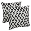 Moroccan Patterned Beaded 20" Throw Pillows in Black Beads and Ivory Fabric (Set of 2) - BLZ-IN-21343-20-S2-IV-BK