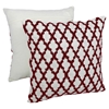 Moroccan Patterned Beaded 20" Throw Pillows - Red Beads and Ivory Fabric (Set of 2) - BLZ-IN-21343-20-S2-IV-RD