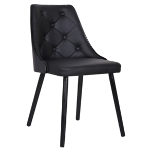 Addison Dining Chair - Black Leather Look, Tufted 