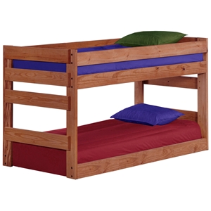Twin Jr. Bunk Bed - Built-In Ladders, Mahogany Finish 