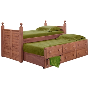 Twin Panel Post Bed - 6 Drawers, Trundle, Mahogany Finish 