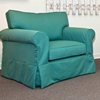 Lexi Skirted Slipcover Round Arm Chair - Klein Laguna Fabric - CHF-50205-CH