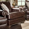 Rose Upholstered Chair - Nail Heads, Bun Feet, Chocolate - CHF-529001