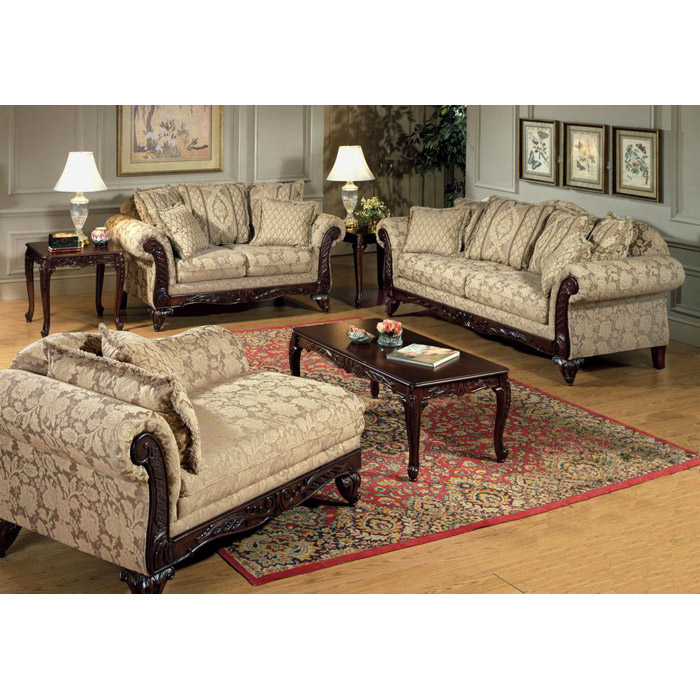 serta kelsey living room sofa set with ornate wood carvings | dcg stores