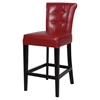 Galatea 26'' Wood Counter Stool - Red Leather, Button Tufted - CI-0295-CS
