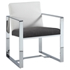 Candice Oversized Arm Chair - Gray and Brown, Polished Stainless Steel - CI-CANDICE-AC-BRW