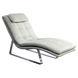 Corvette Chaise Lounge - Bonded Leather, White 