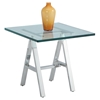 Karen Square Lamp Table - Glass Top, Shiny Stainless Steel Base - CI-KAREN-LT