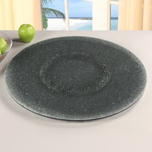 Rotating Tray/Lazy Susan - 24 Round, Crackled Glass, Gray 