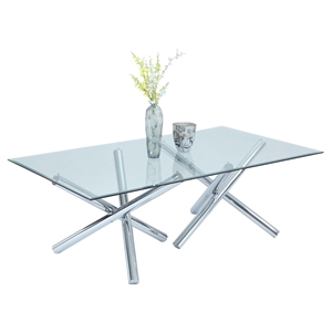 Leatrice Rectangular Dining Table - Glass Top, Chrome Base 