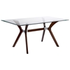 Luisa Wood Dining Table - Clear Glass Top, Rectangular - ci-luisa-dt-rct