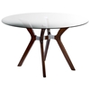 Luisa Wood Dining Table - Clear Glass Top, Round - CI-LUISA-DT-RND