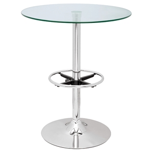 Round Pub Table - Glass Top, Chrome Base 