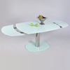 Tasha Contemporary Dining Table - White Glass, Extension Leaves - CI-TASHA-DT