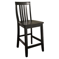 School House Bar Stool with 24 Inch Seat Height - Black (Set of 2)