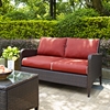 Kiawah Outdoor Wicker Loveseat with Sangria Cushions - CROS-CO7117-BR