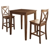 3-Piece Pub Dining Set - Tapered Table Legs, X-Back Stools, Classic Cherry - CROS-KD320005CH