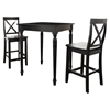 3-Piece Pub Dining Set - Turned Table Legs, X-Back Stools, Black - CROS-KD320009BK