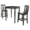 3-Piece Pub Dining Set - Turned Table Legs, School House Stools, Black - CROS-KD320011BK