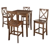 5-Piece Pub Dining Set - Cabriole Table Legs, X-Back Stools, Classic Cherry - CROS-KD520001CH