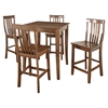 5-Piece Pub Dining Set - Cabriole Table Legs, School House Stools, Cherry - CROS-KD520003CH