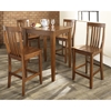 5-Piece Pub Dining Set - Tapered Table Legs, School House Stools, Cherry - CROS-KD520007CH