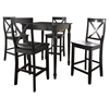 5-Piece Pub Dining Set - Turned Table Legs, X-Back Stools, Black - CROS-KD520009BK