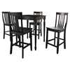5-Piece Pub Dining Set - Turned Table Legs, School House Stools, Black - CROS-KD520011BK