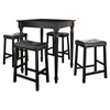 5-Piece Pub Dining Set - Turned Table Legs, Saddle Stools, Black - CROS-KD520012BK